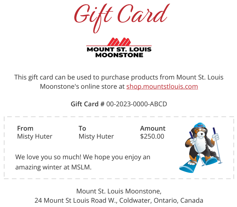 Sample Gift Card